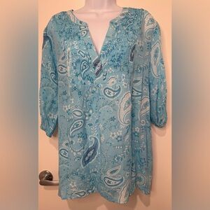 Blue Como Vintage Paisley Women's Top size XL NWT